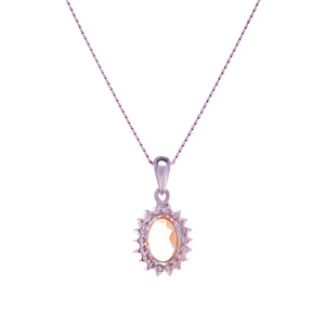 18ct White Gold Citrine Diamond Cluster Pendant