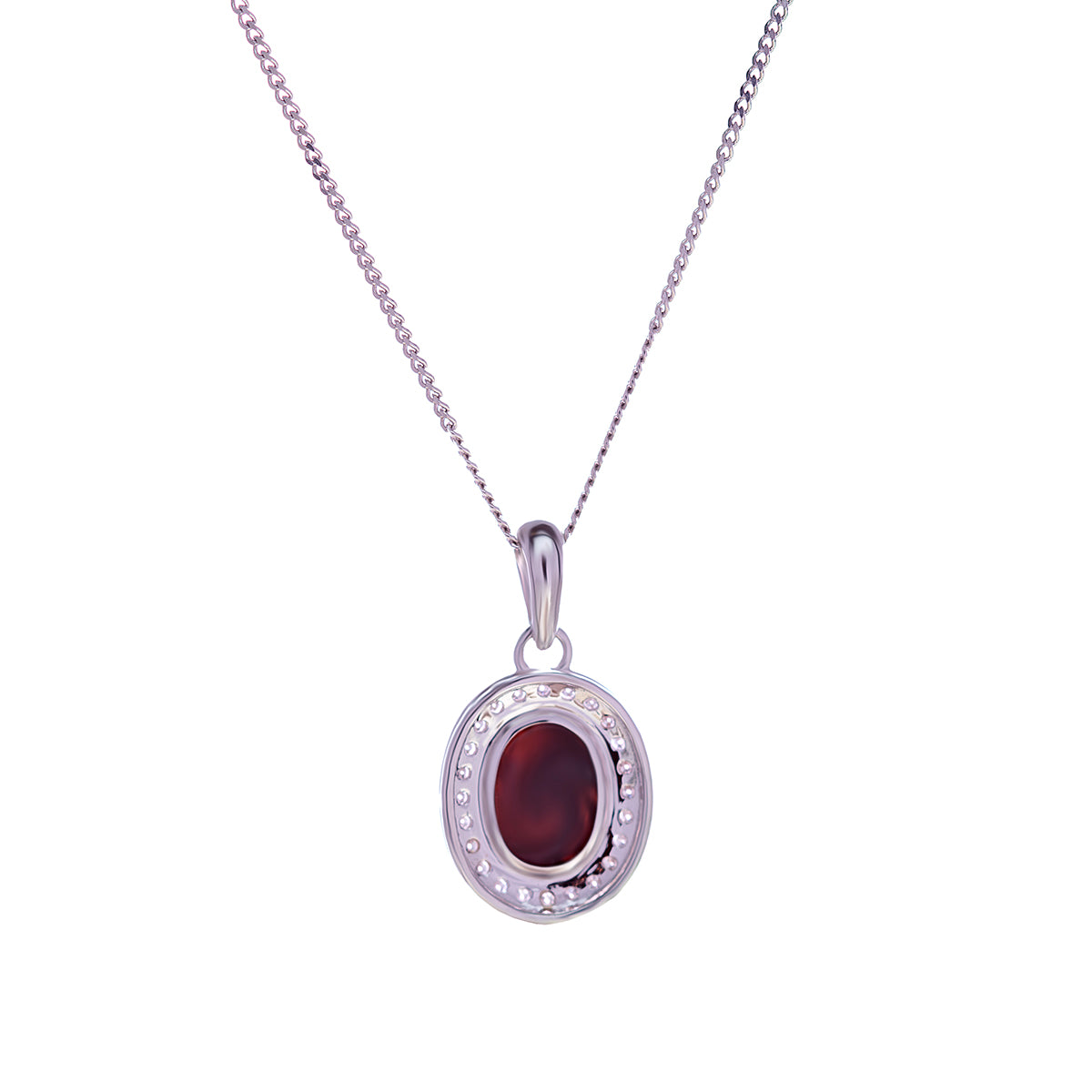 18ct White Gold Black Opal Diamond Pendant