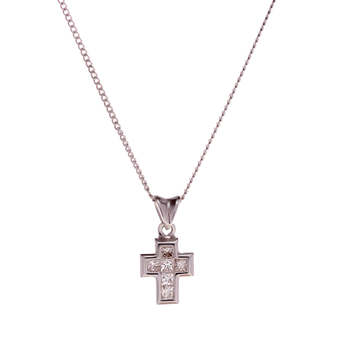 18ct White Gold Diamond Cross pendant