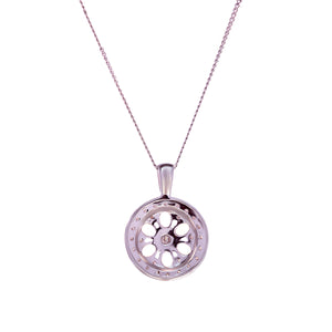 18ct White Gold Opal Diamond Cluster Pendant