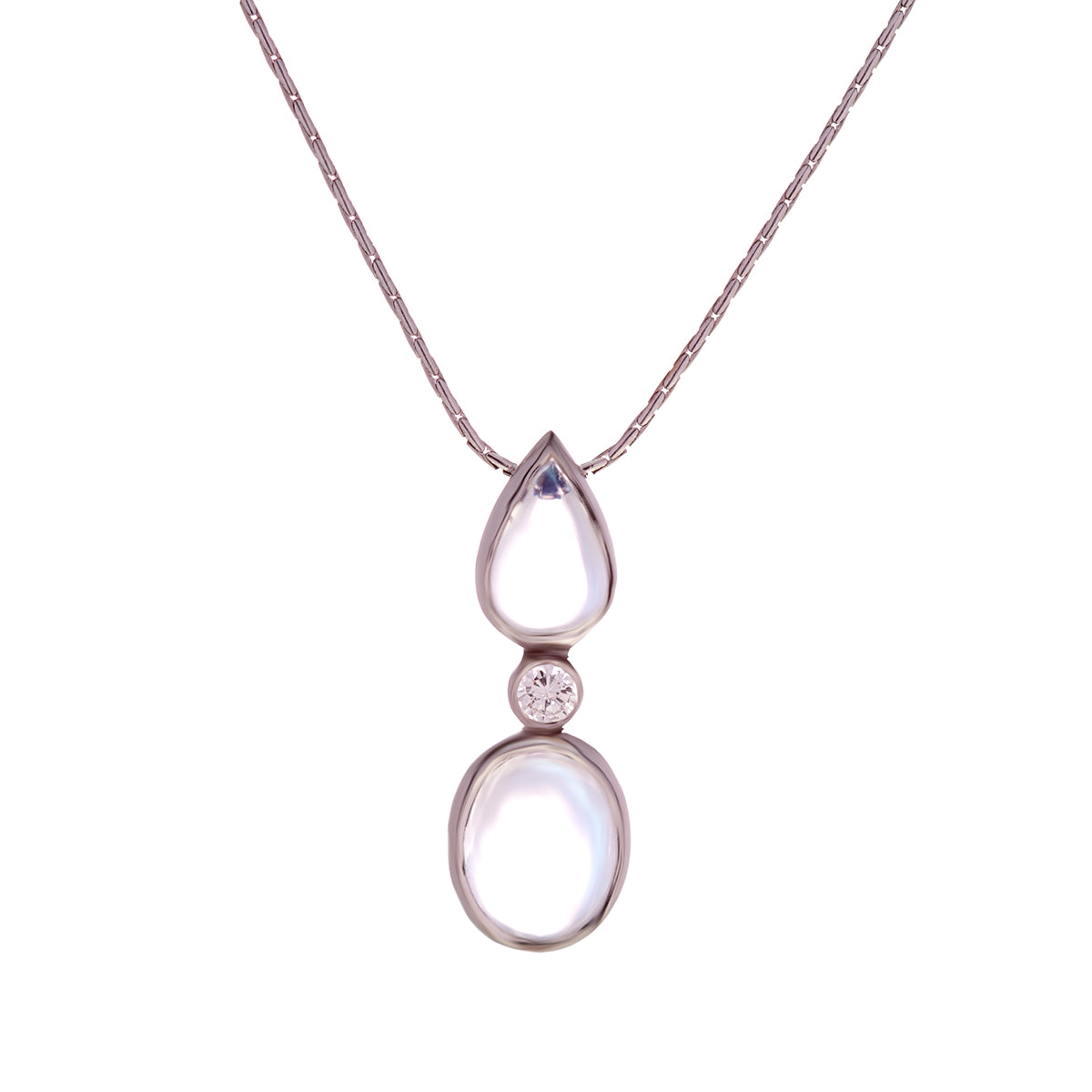 18ct White Gold Claw Set Baguette & Round Diamond Necklace - Bellagio  Jewellers
