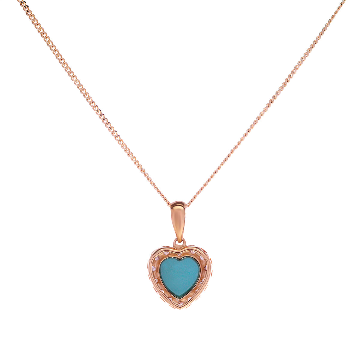 18ct Yellow Gold Turquoise Diamond Heart Pendant