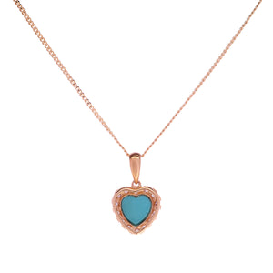 18ct Yellow Gold Turquoise Diamond Heart Pendant