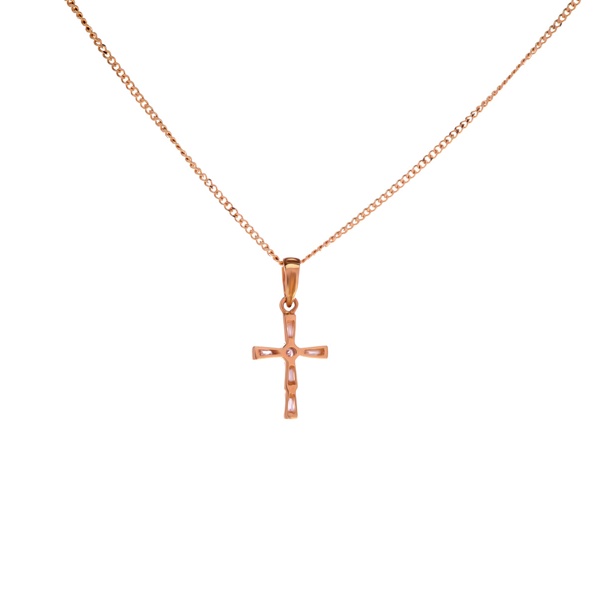 18ct White and Yellow Gold Diamond Cross Pendant