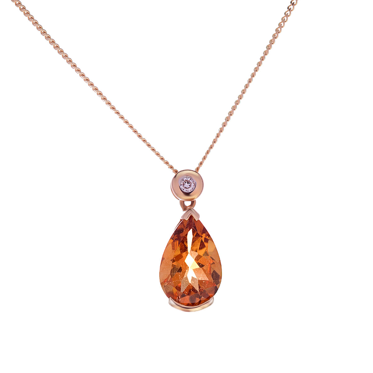 18ct Yellow Gold Citrine Diamond Pendant