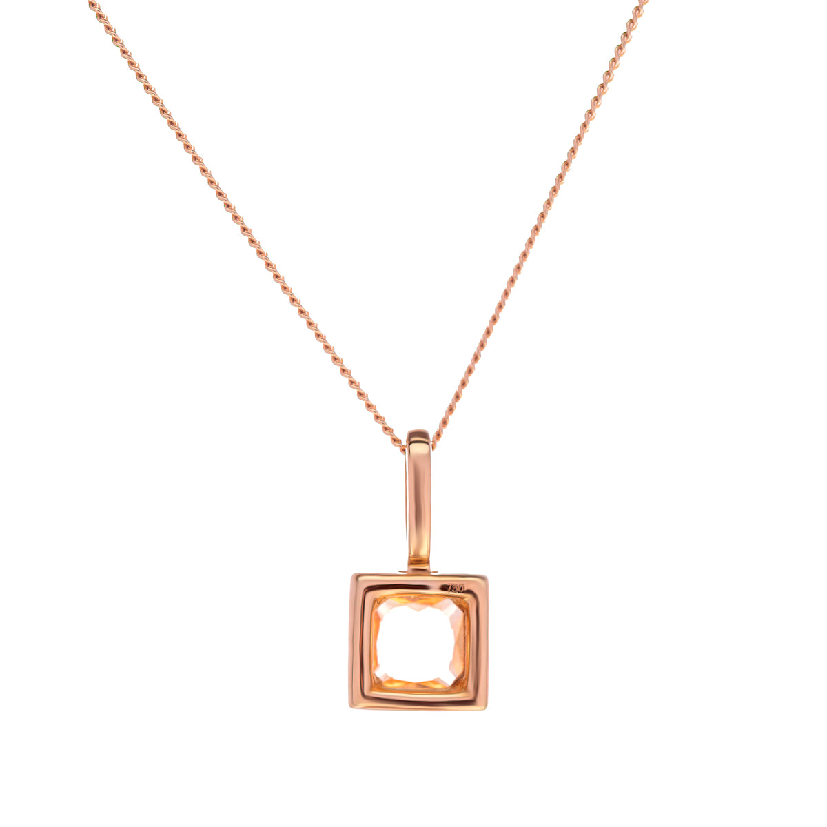 18ct Yellow Gold Square Citrine Diamond Pendant