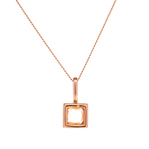 18ct Yellow Gold Square Citrine Diamond Pendant