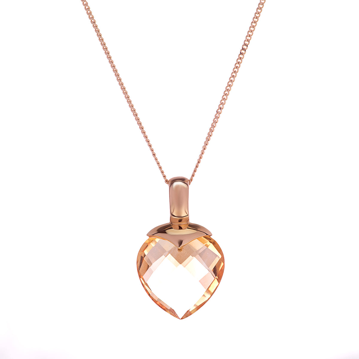 18ct Yellow Gold Heart Citrine Diamond Pendant