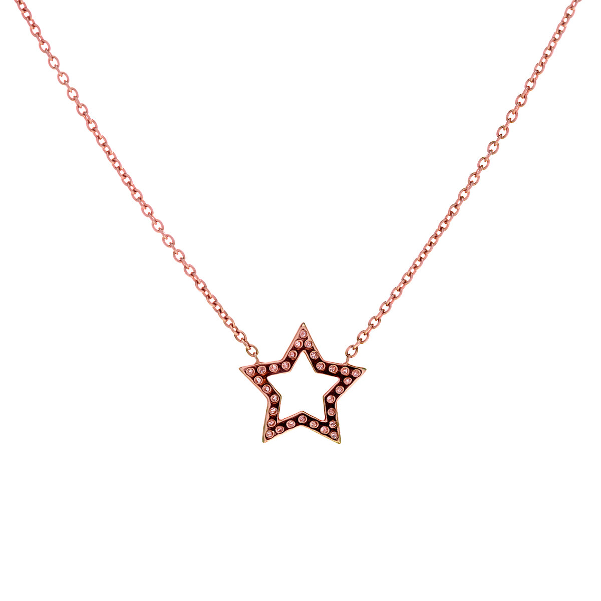 18ct Rose Gold Star Diamond Necklace