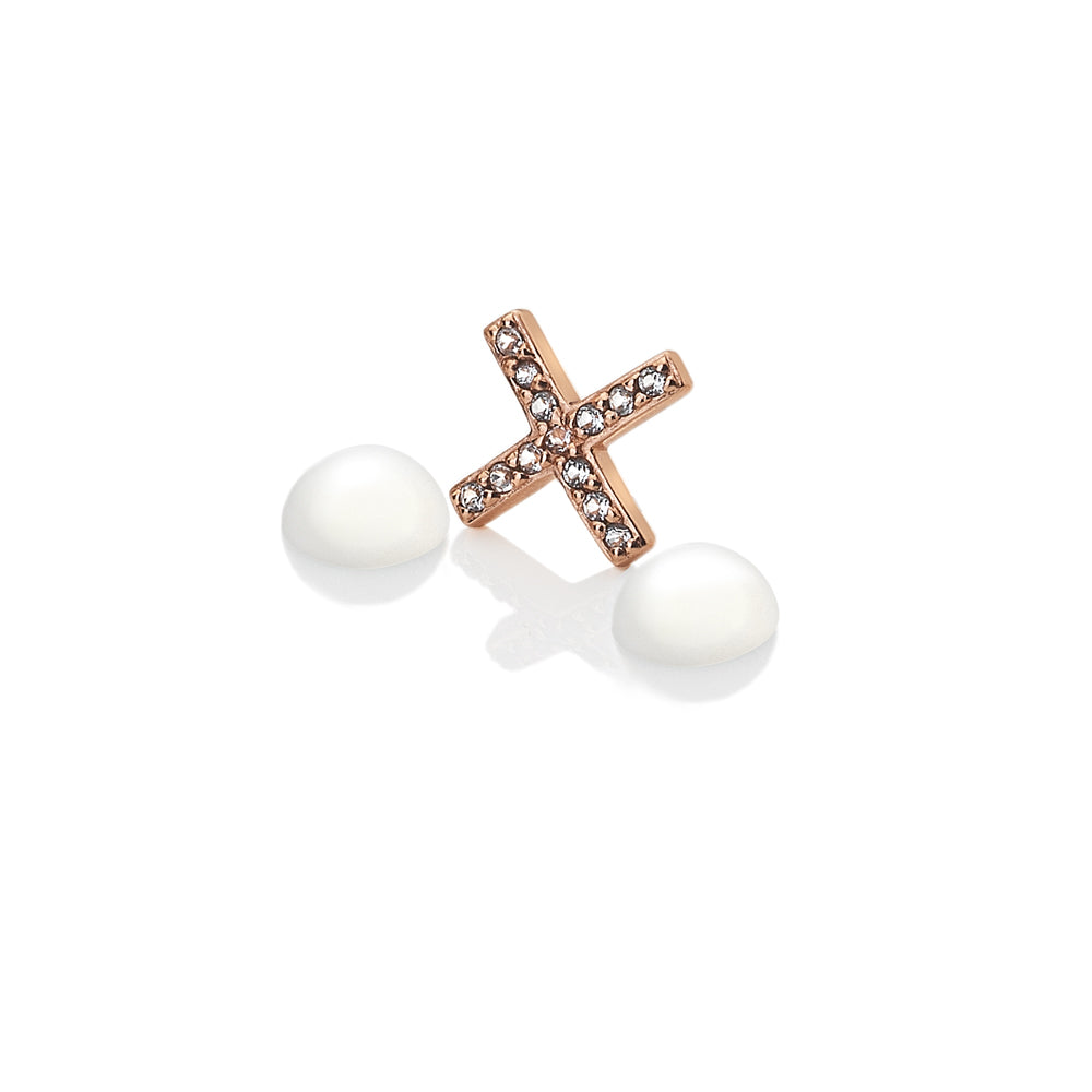 Rose Gold Plated Sterling Silver Kiss with Moonstone Cabochons