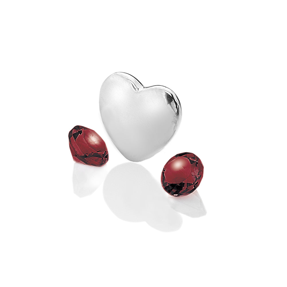 January - Sterling Silver Heart with Garnet Cabochons