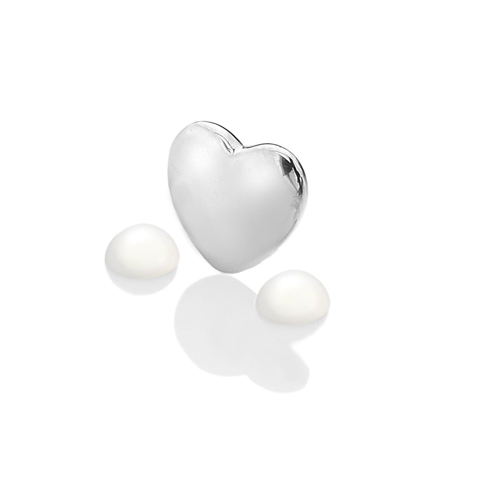 June - Sterling Silver Heart with Moonstone Cabochons