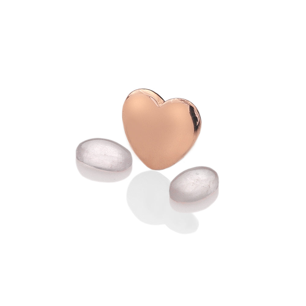 October - Rose Gold Plated Sterling Silver Heart With Rose Quartz Cabochons