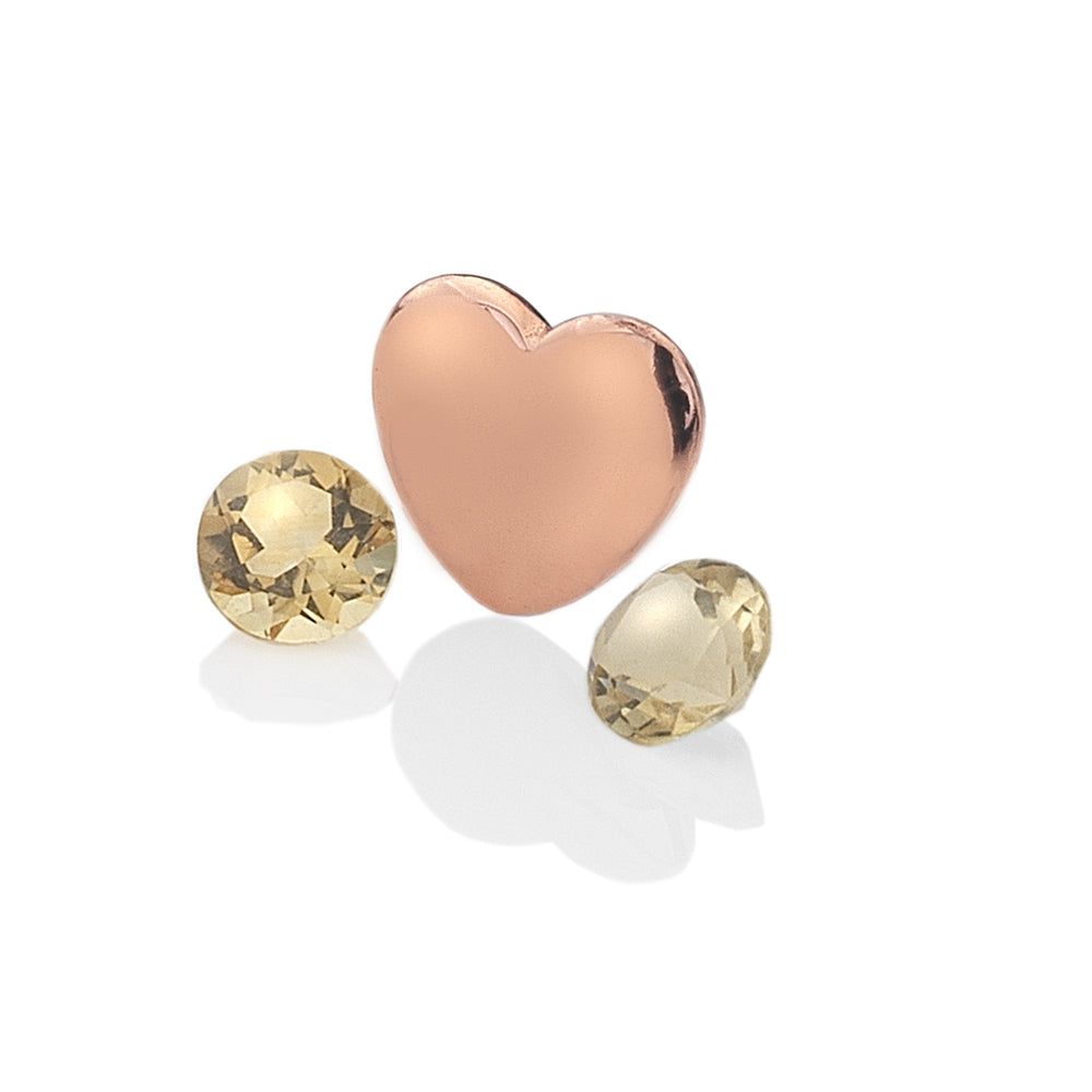 November - Rose Gold Plated Sterling Silver Heart with Citrine Cabochons