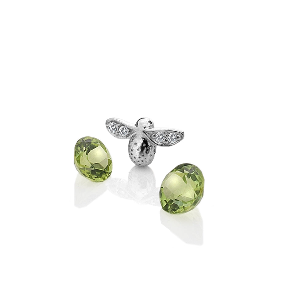 Sterling Silver Bee with Peridot Cabochons