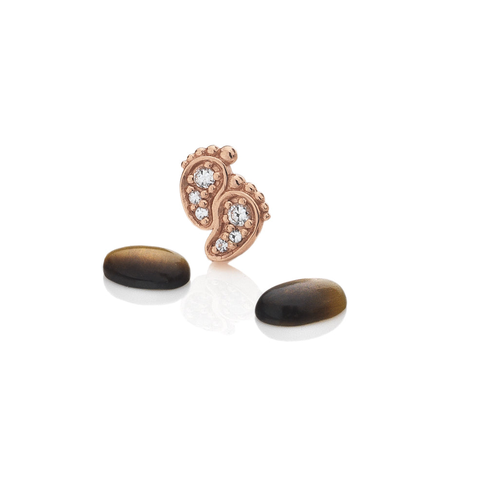 Rose Gold Plated Sterling Silver Pitter Patter with Tigers Eye Cabochons