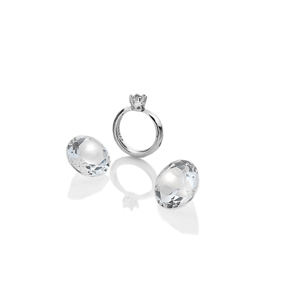 Sterling Silver Ring with White Topaz Cabochons