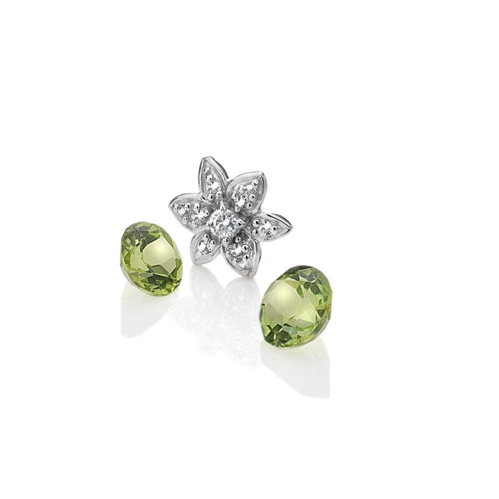 Sterling Silver Flower with Peridot Cabochons