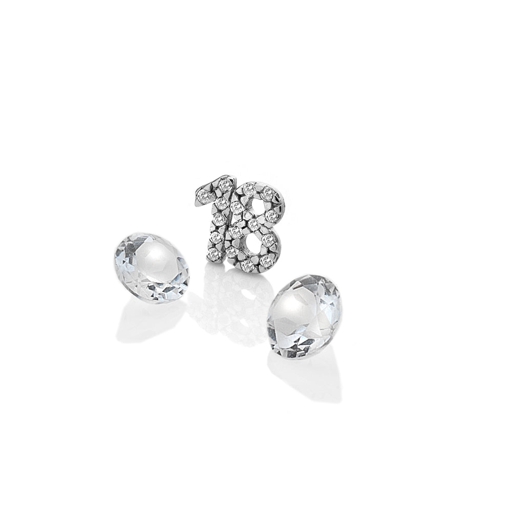 Sterling Silver 18th Birthday with White Topaz Cabochons