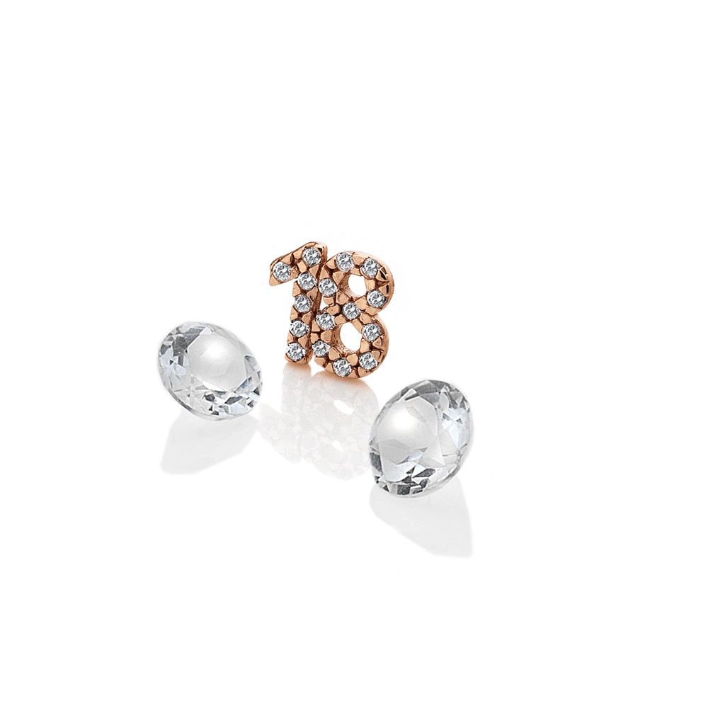 Rose Gold Plated Sterling Silver 18th Birthday with White Topaz Cabochons