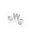Sterling Silver Letter 'W' with White Topaz Cabochons
