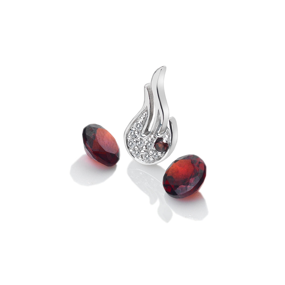 Fire Silver Charm Garnet and Garnet