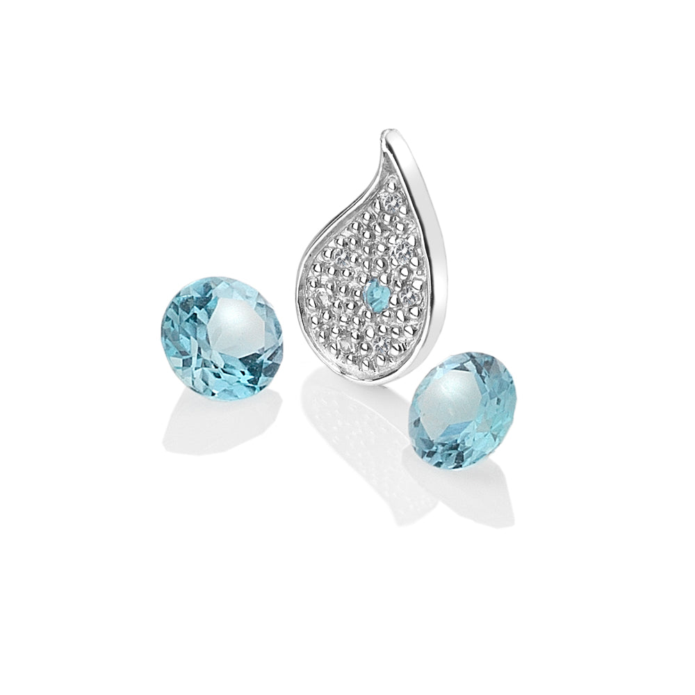 Water Silver Charm Blue Topaz and Blue Topaz