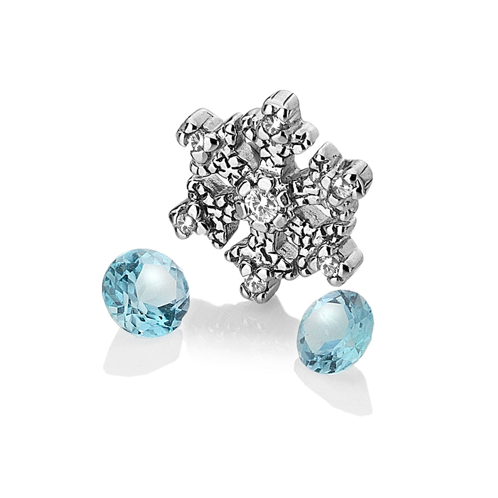 Snowflake Charm with Blue Topaz Stones