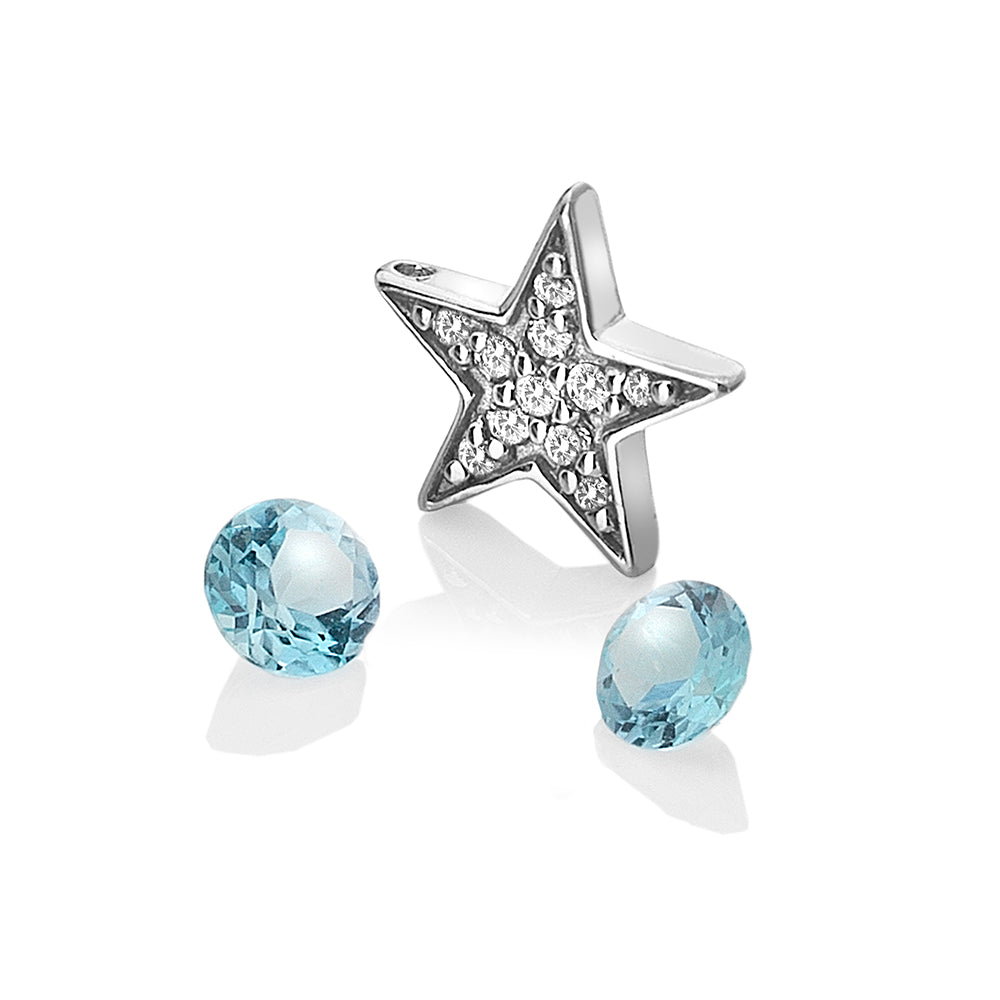 Star Charm with Blue Topaz Stones