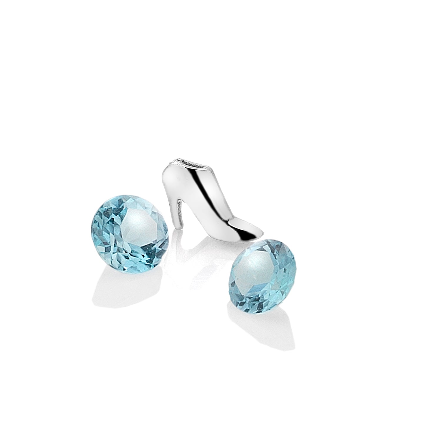 Sterling Silver High Heels Charm with Blue Topaz Cabochons