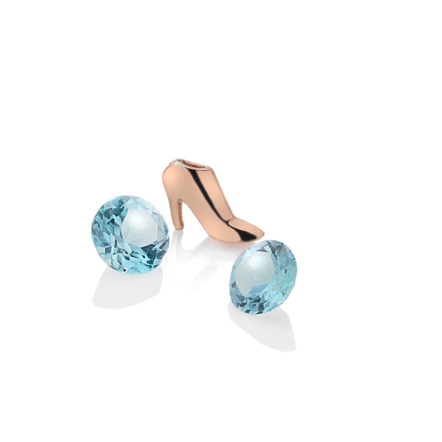 Rose Gold Plated Sterling Silver High Heels Charm with Blue Topaz Cabochons