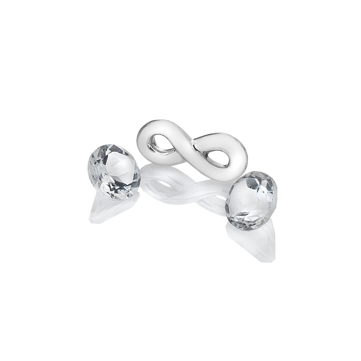 Sterling Silver Infinity Charm with White Topaz Cabochons