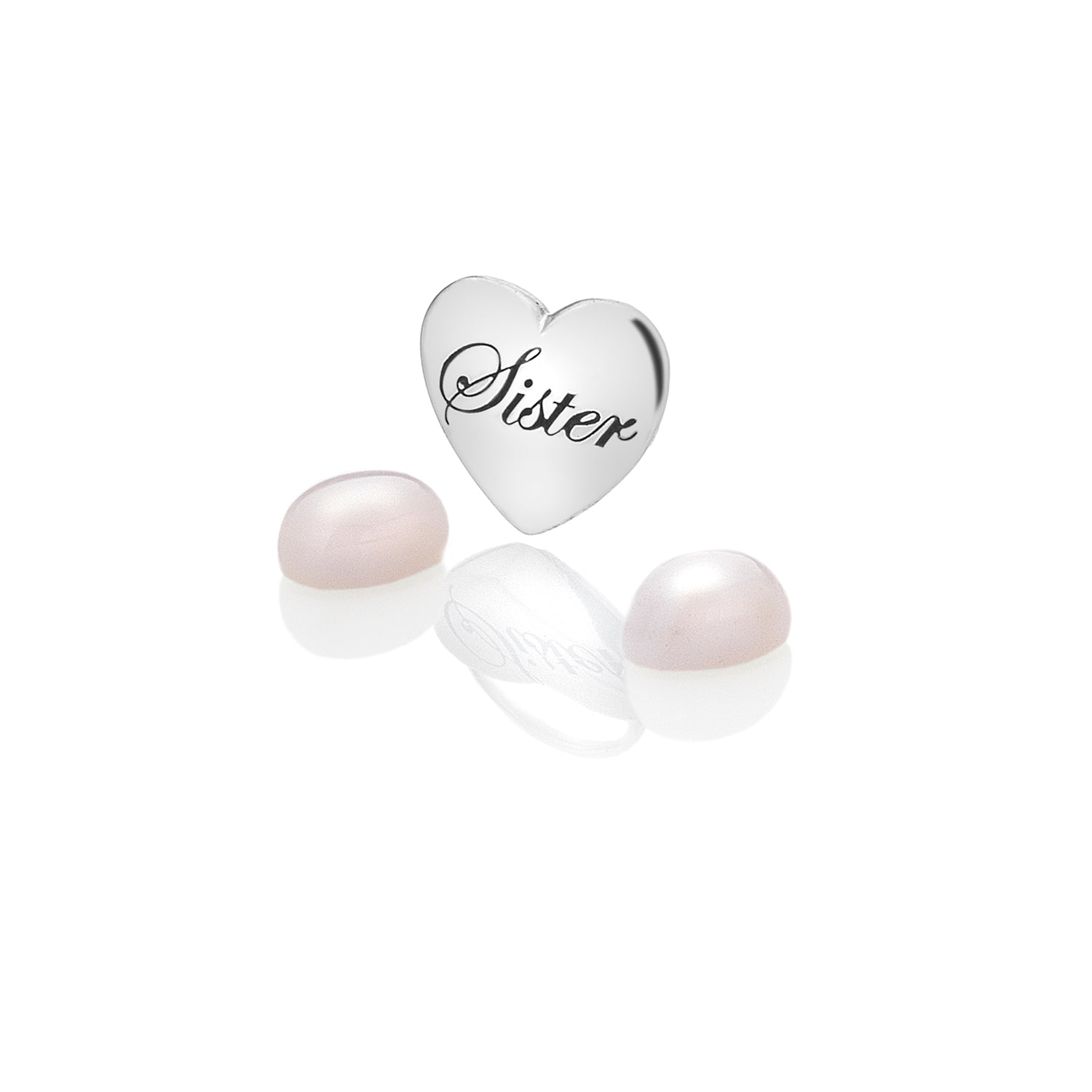 Sterling Silver Sister Charm with Rose Quartz Cabochons