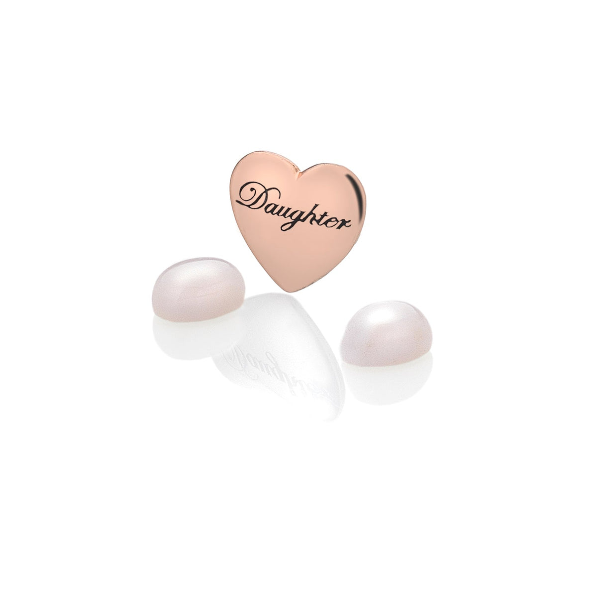 Rose Gold Plated Sterling Silver Daughter Charm with Rose Quartz Cabochons