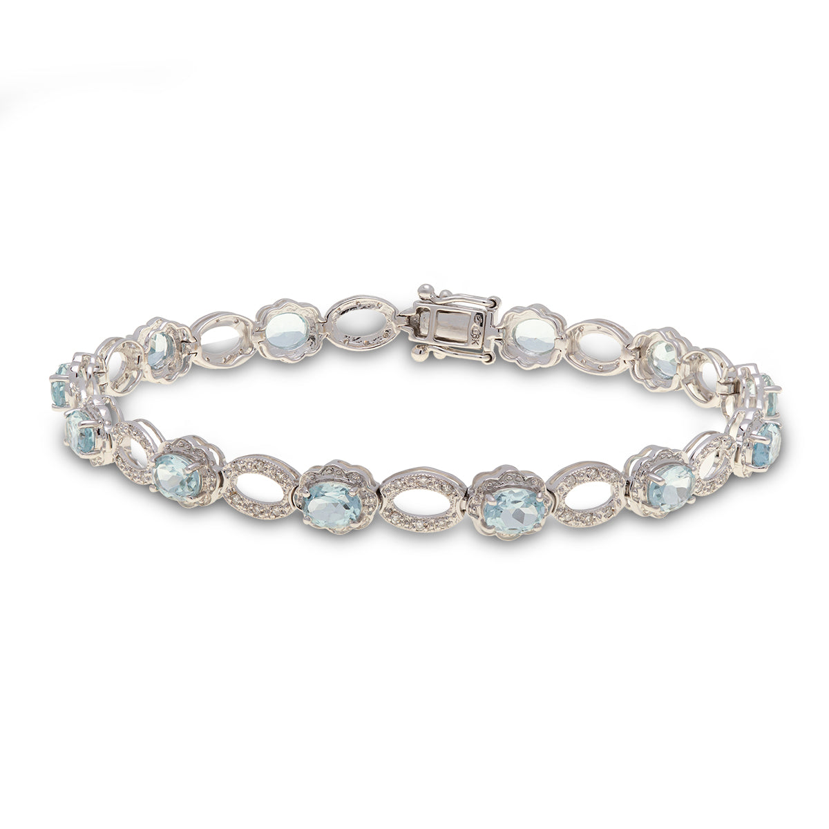 18ct White Gold Aquamarine Diamond Bracelet