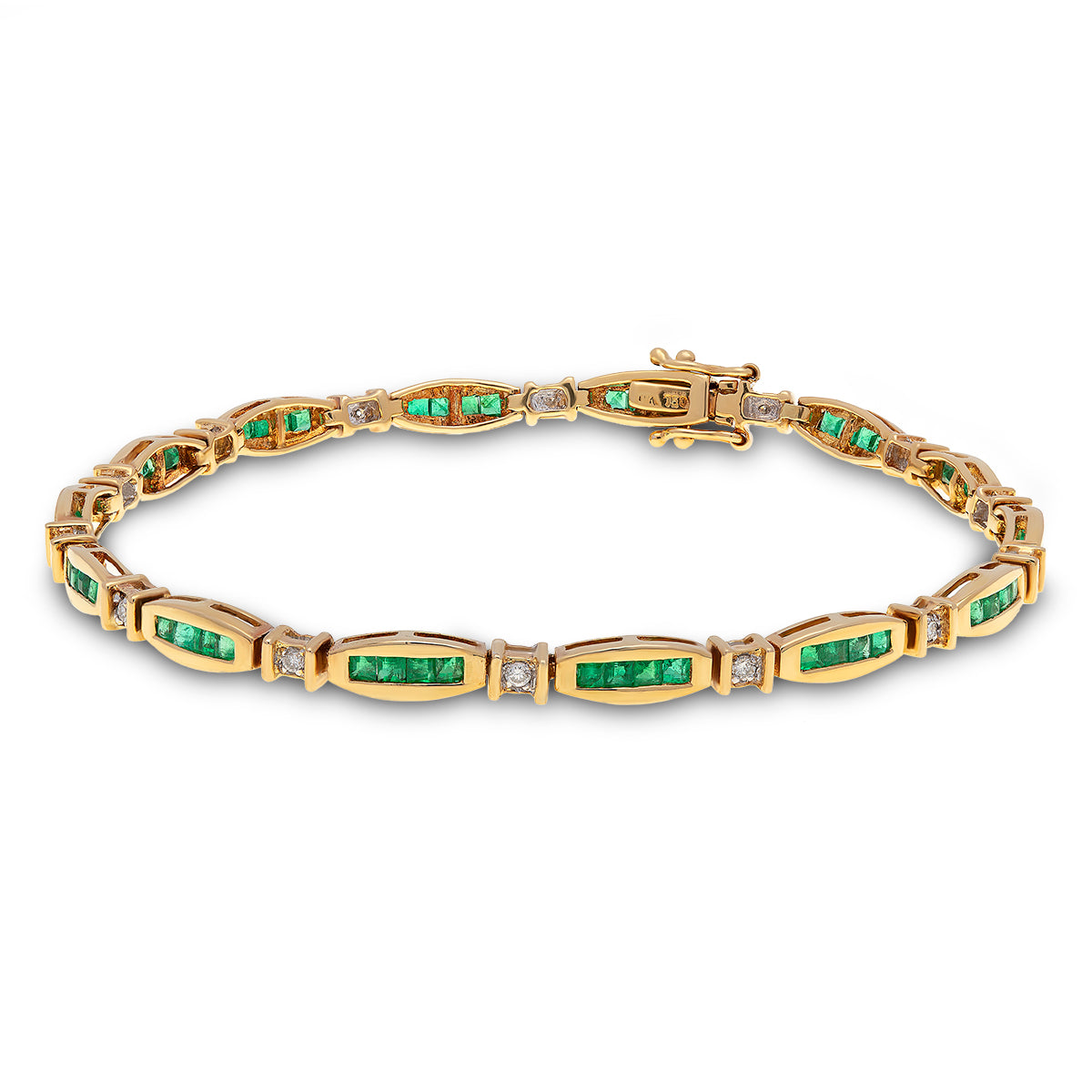 18ct Yellow Gold Emerald Diamond Bracelet