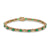 18ct Yellow Gold Emerald Diamond Line Bracelet