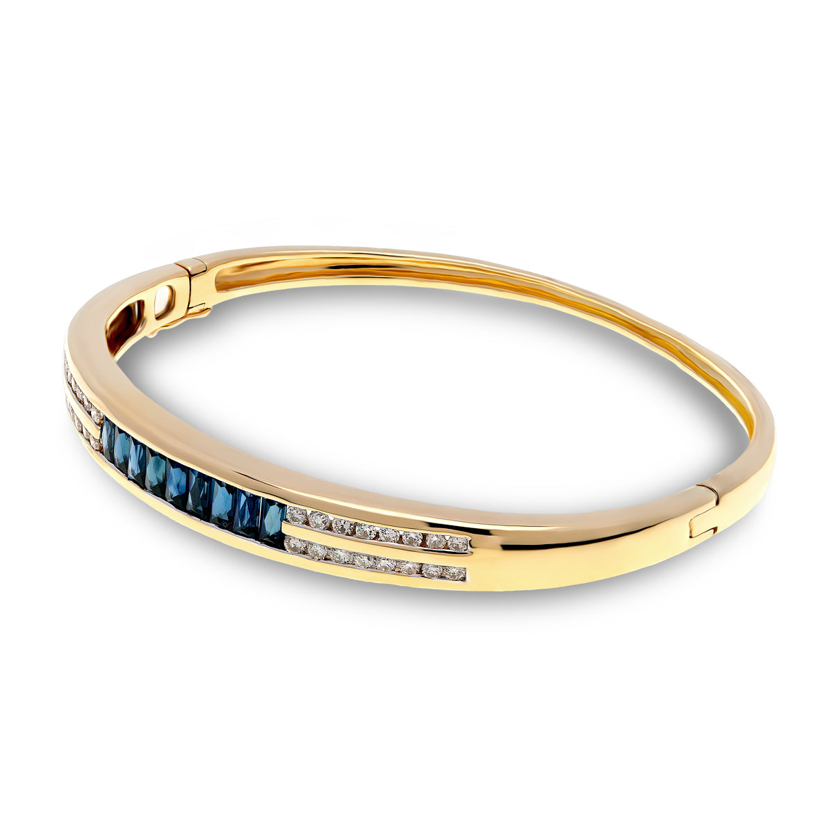 18ct Yellow Gold Sapphire Diamond Bangle