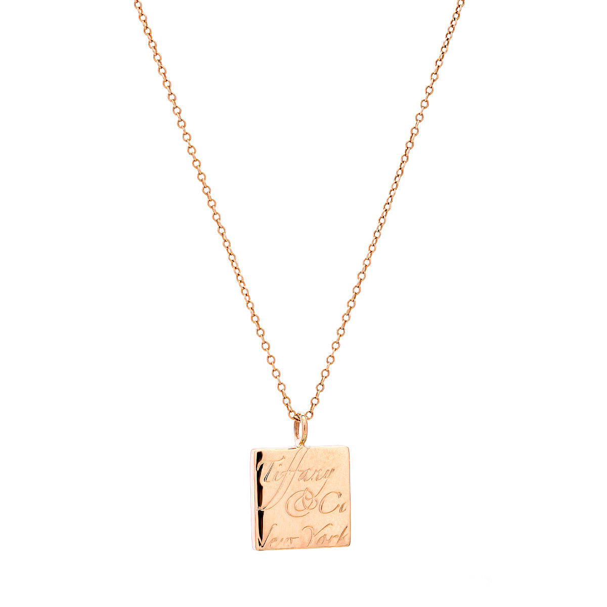 18ct Yellow gold Tiffany & Co Square notes necklace