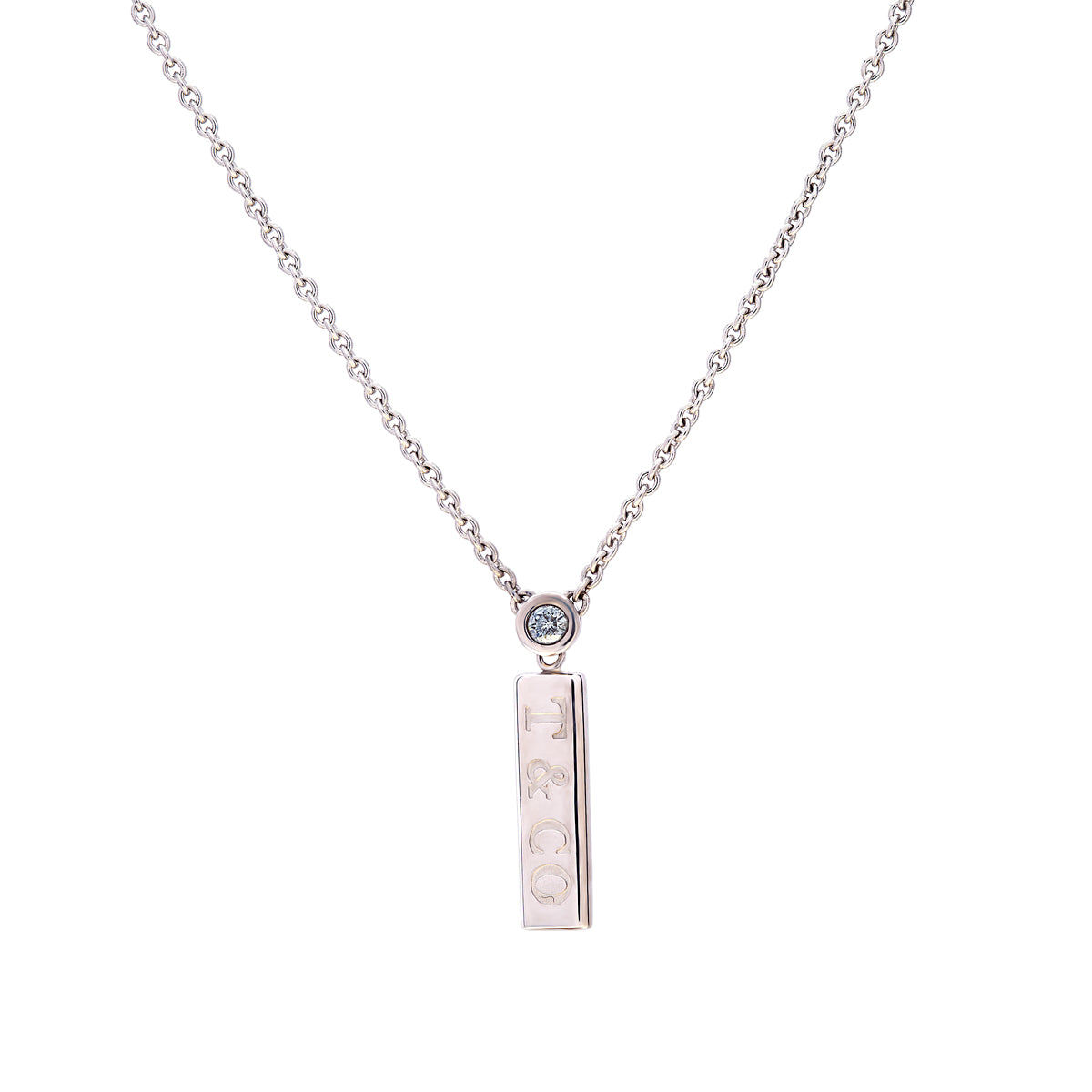 18ct White gold Tiffany & Co diamond bar necklace