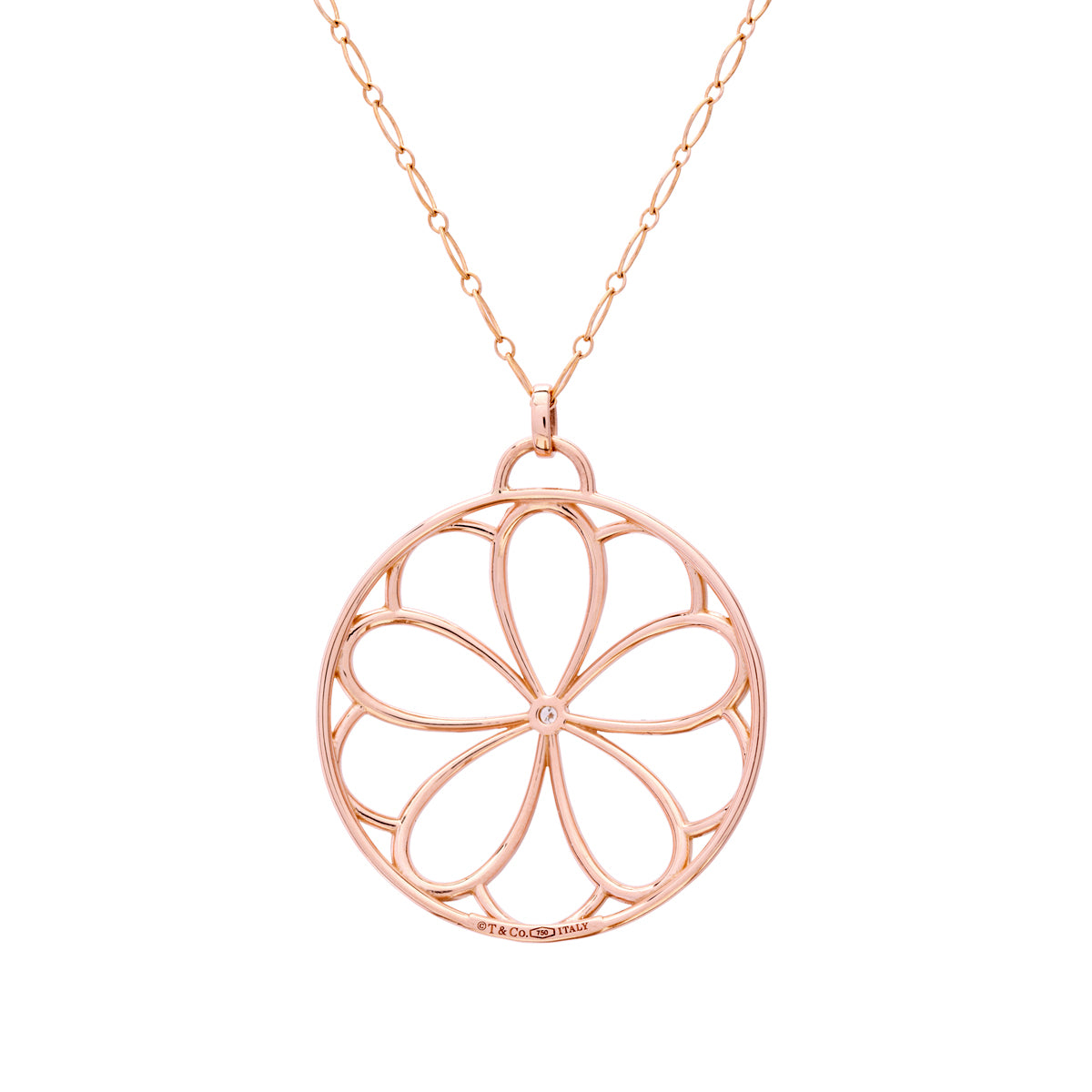 18ct Yellow gold Tiffany & Co Large garden flower medallion diamond necklace